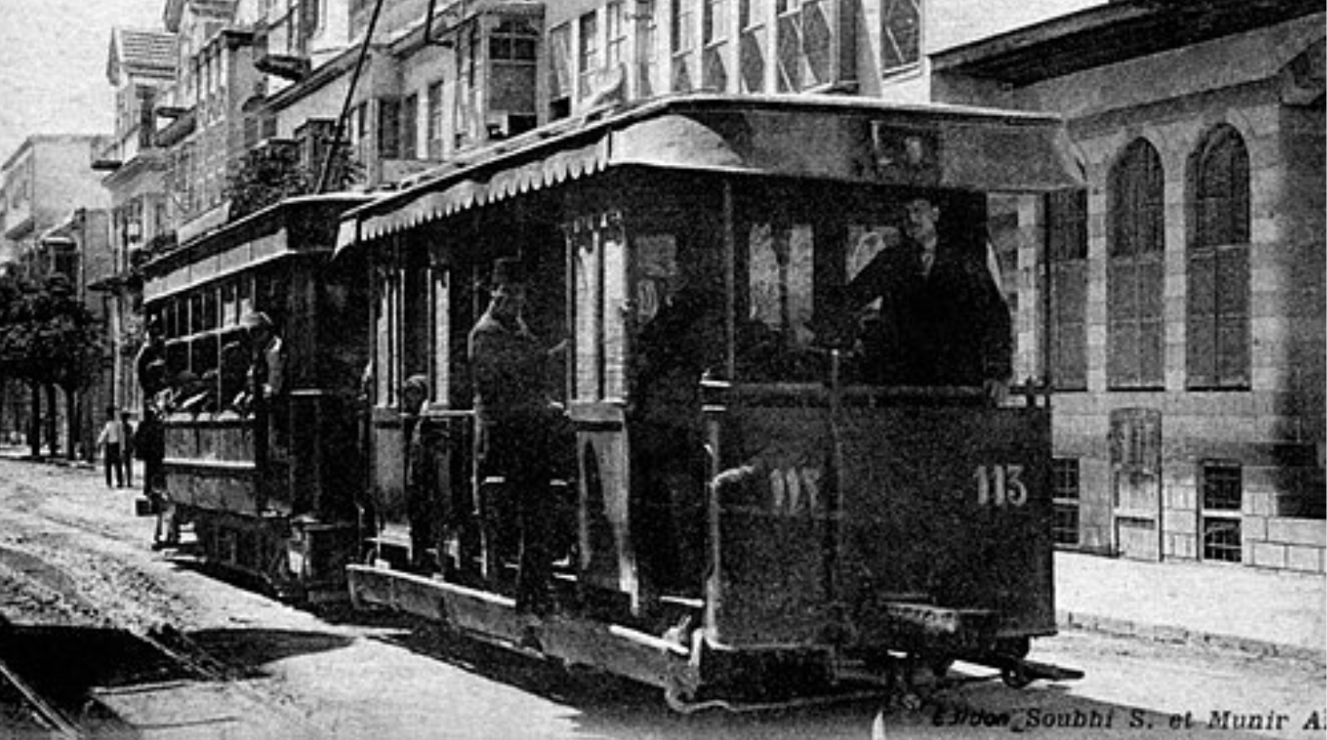 A Damascus tram, circa 1910. The city’s tramway, eventually operated by a Belgian company, became a target of the 1931 “electric boycott,” when Syrians refused to ride the trams or buy electricity in protest against French Mandate rule. Photo via Wikimedia Commons.